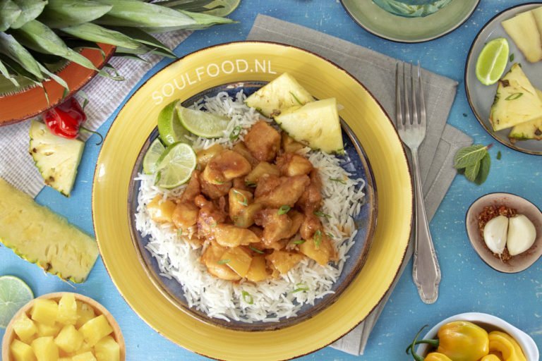 zoetzure kip met ananas sweet 'n sour chicken recept Caribisch jurino