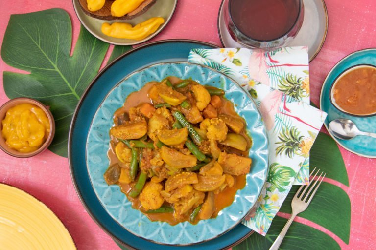 vegan curry garden eggs pompoen recept