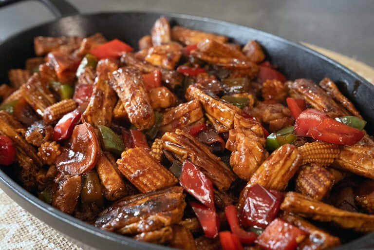 roerbakschotel met bean curd skins