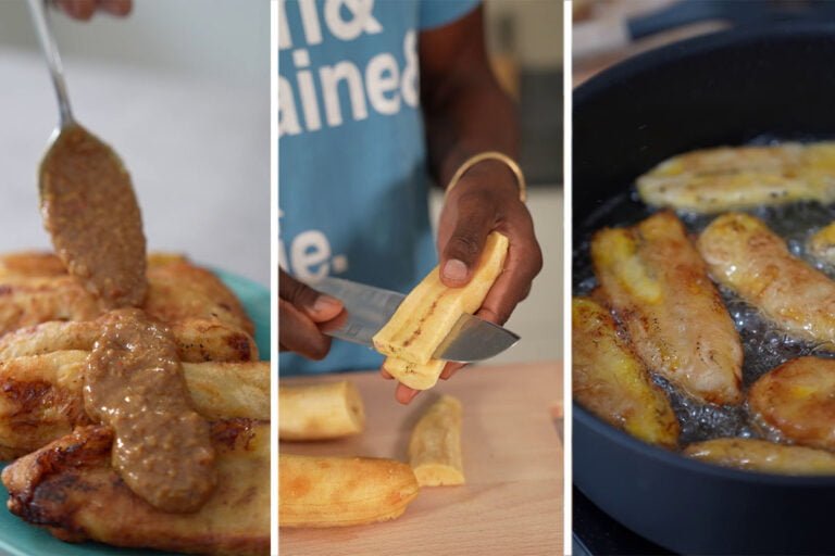 Surinaamse baka bana recept met pindasambal