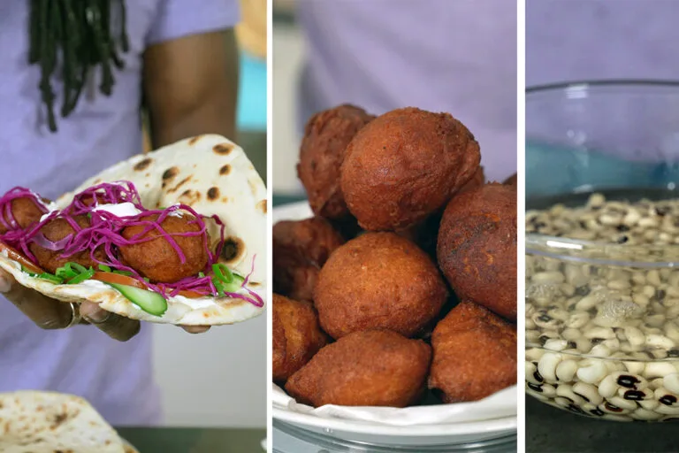flatbread with black eyed peas fritters kala accara