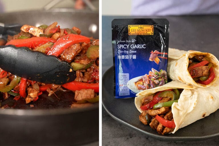 Wraps met spicy garlic beef
